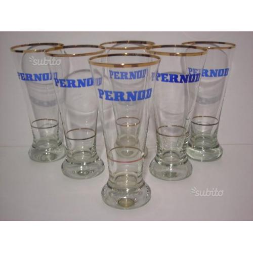 Pernod pastis bicchieri vintage 20cl bordo oro '70