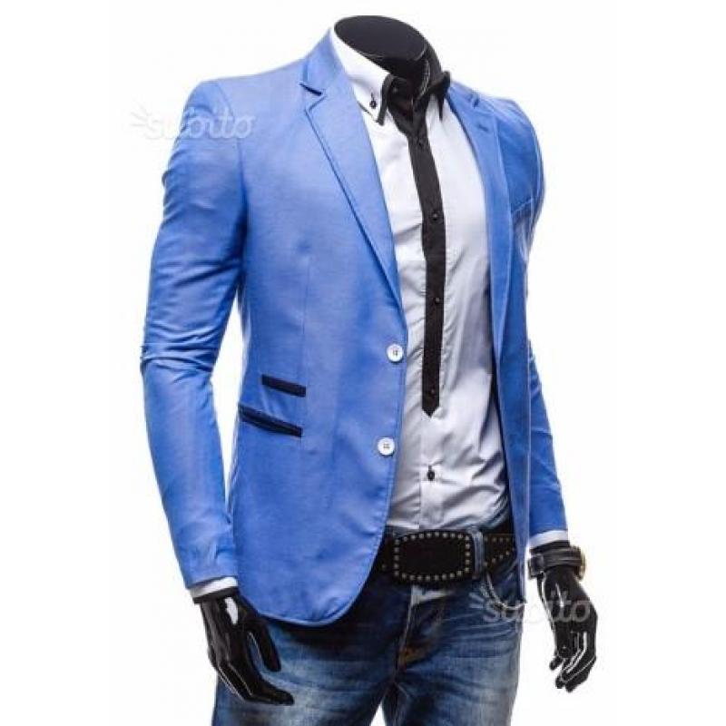 Giacca Blu,celeste slimfit taglia s