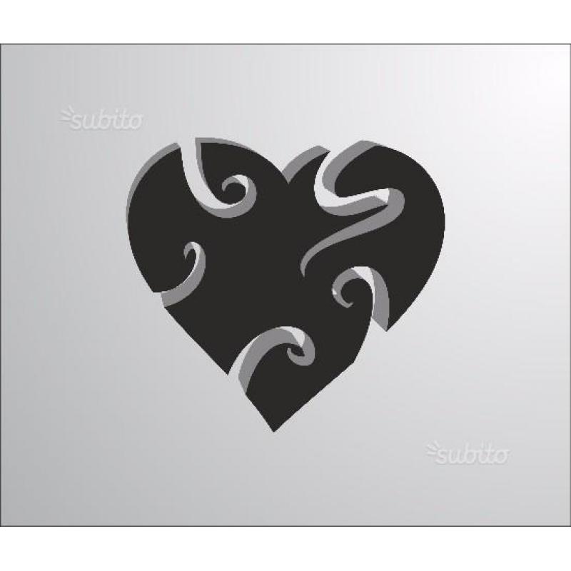 Cuore stilizzato adesivo 3d in plexiglass