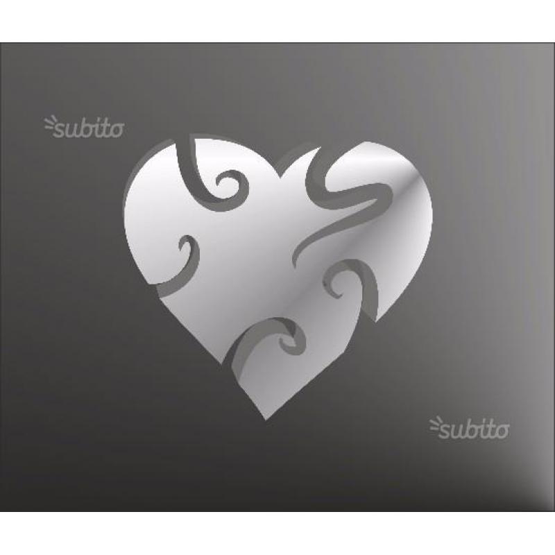 Cuore stilizzato adesivo 3d in plexiglass