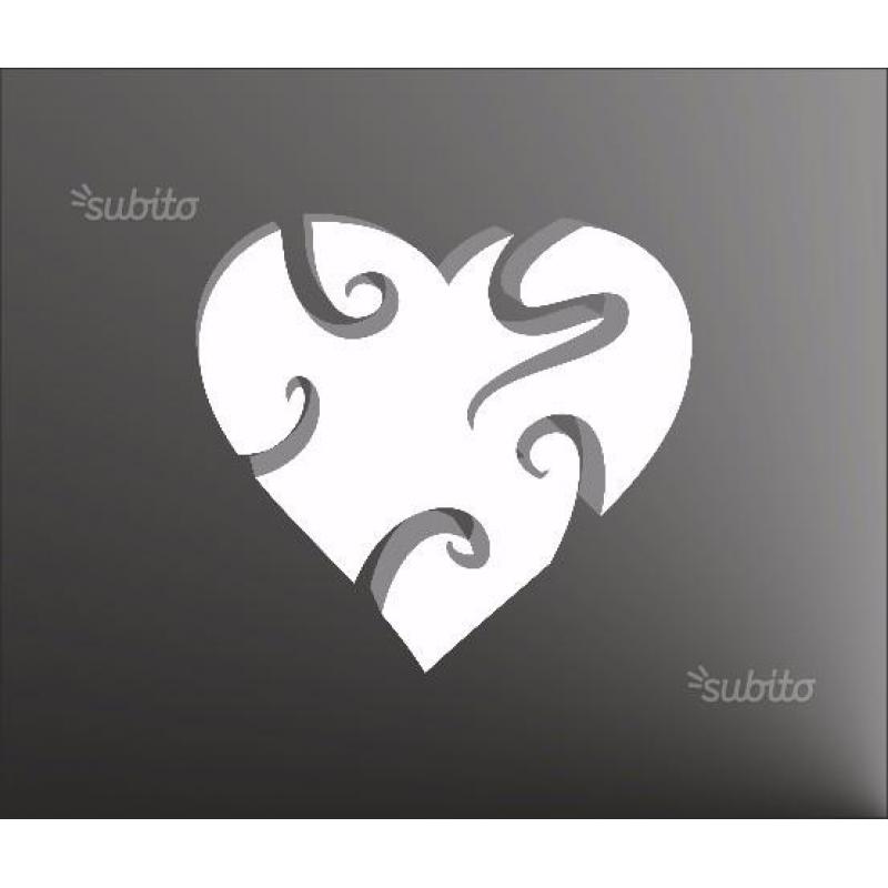 Cuore stilizzato adesivo 3d in plexiglass
