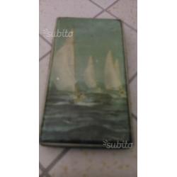 Vecchia scatola in latta per biscotti oro saiwa