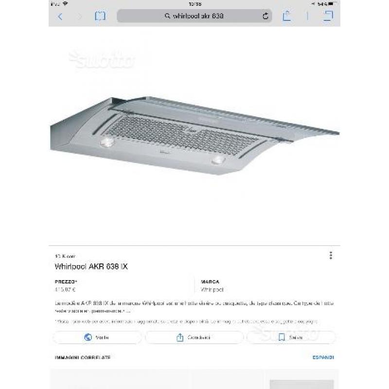 Cappa Whirlpool AKR 638 IX