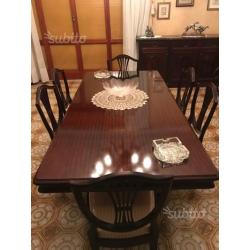 Tavolo con 6 sedie in mogano stile inglese