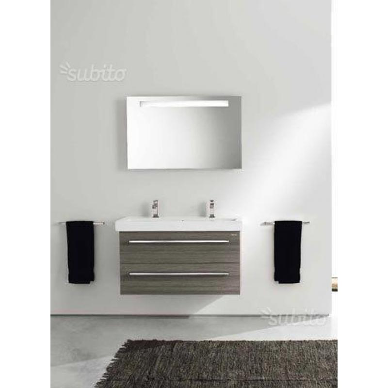 Mobile berloni bagno just teak grigio cm 100