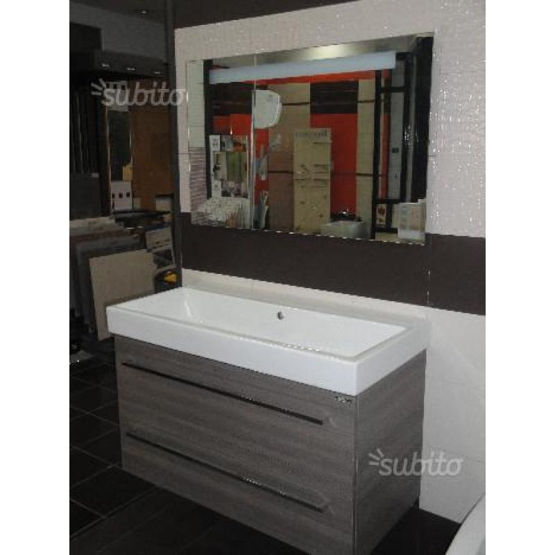 Mobile berloni bagno just teak grigio cm 100