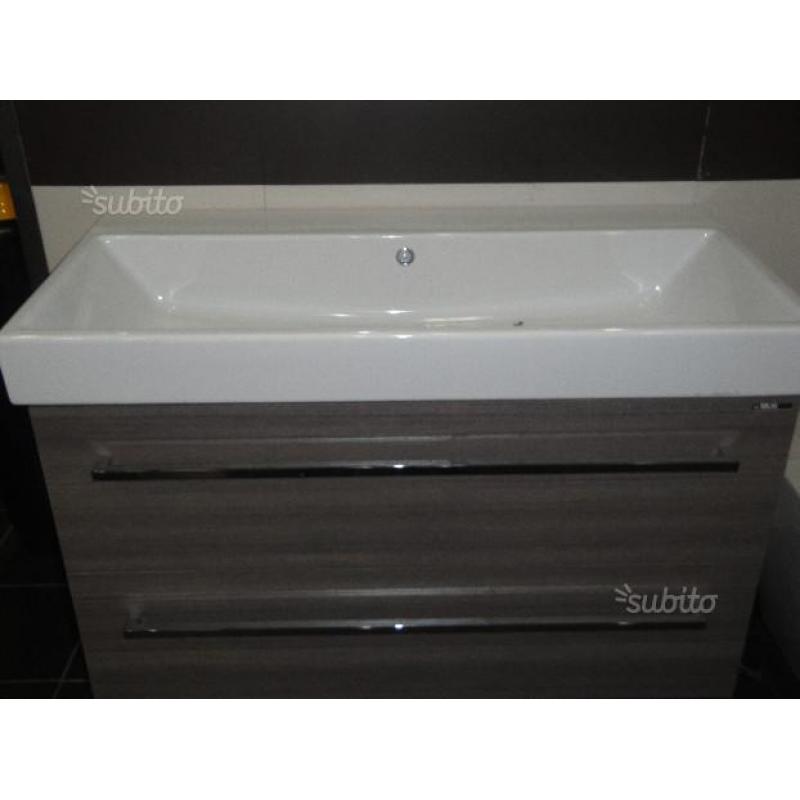 Mobile berloni bagno just teak grigio cm 100