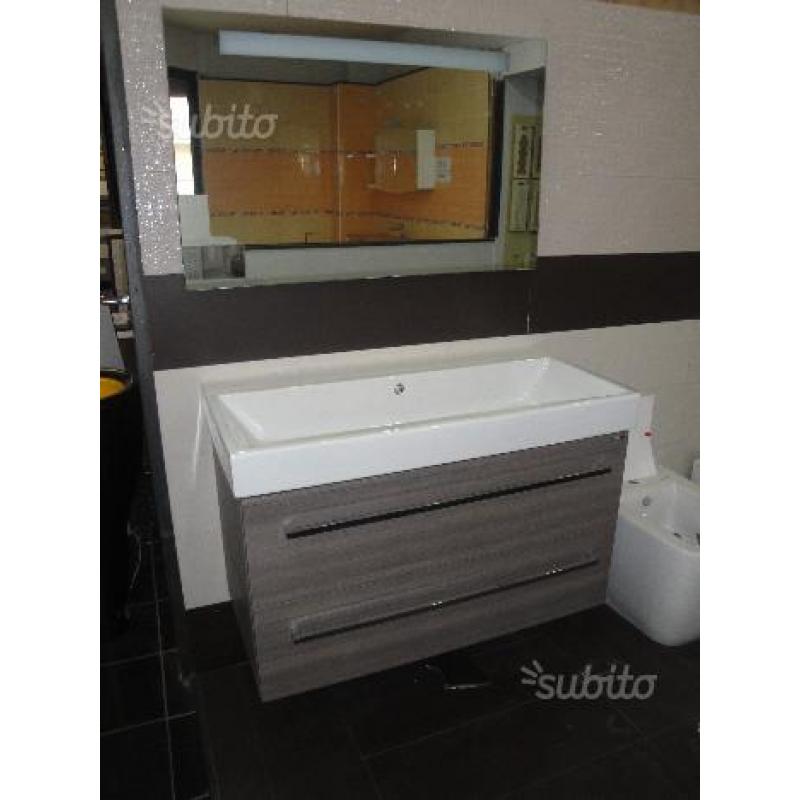Mobile berloni bagno just teak grigio cm 100