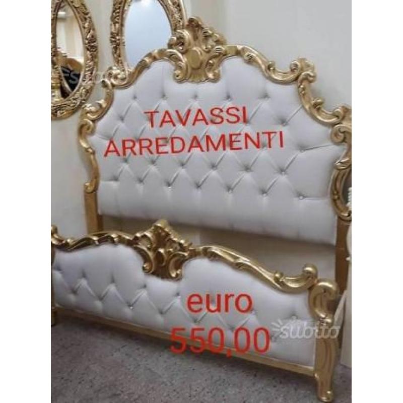 Letti letto matrimoniale barocco ecopelle o tessut