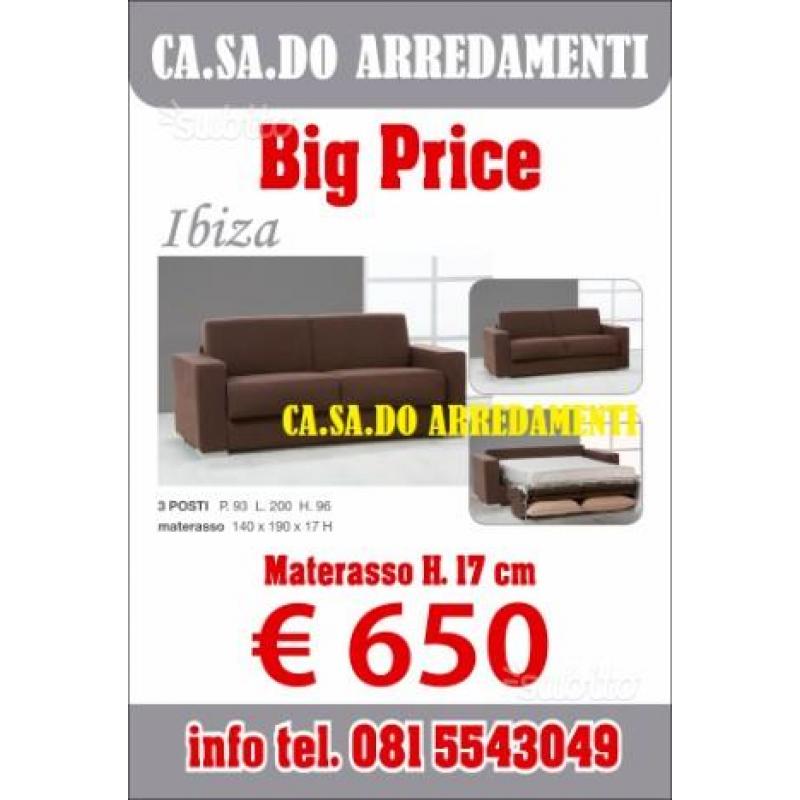 Divano 3 posti con letto rete elettrosalda